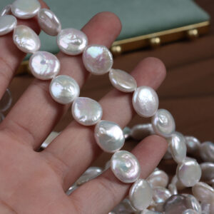 12-13mm Flat Round Coin Baroque Freshwater Pearls