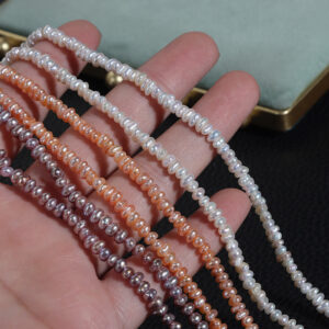 3-4mm Irregular Baroque Flat Freshwater Pearl String