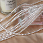 Perla de agua dulce natural redonda de 3,5-4 mm, tira de 40 cm, disponible en venta