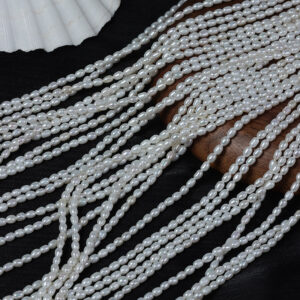 3mm Strung Natural Freshwater Rice Pearls