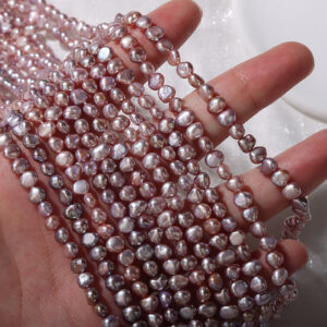 4-5mm Side-Drilled Purple Flat Back Baroque Freshwater Pearls