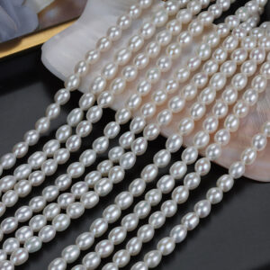 Perlas de agua dulce naturales sueltas de arroz corto de 4,5 mm