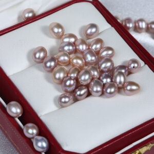 7mm Half Hole Rice Purple Natural Freshwater Pearls