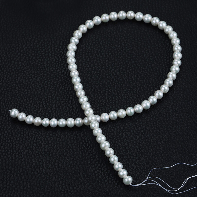 Perles d'eau douce naturelles en vrac, sans noyau, presque rondes, 7 mm
