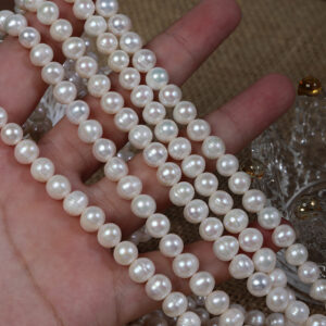 7mm Threaded Potato Freshwater Pearls for DIY Jewelry