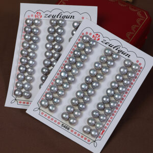 8.5-9mm Button Freshwater Pearls with Irradiated Gray Color