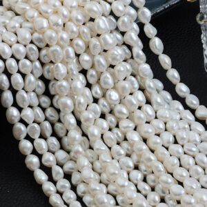 8 mm gerade gebohrte, barocke Süßwasserperlen mit flacher Rückseite
