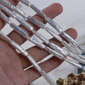 Barocke quadratische Silberröhrchen mit Süßwasserperlen für DIY-Schmuck