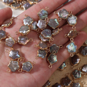 Connecteurs double face en perles d'eau douce véritables colorées de 11 mm