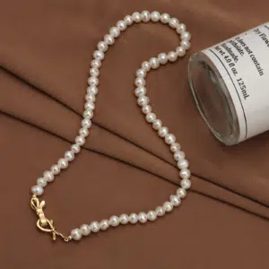 Freshwater Pearl Choker with Gold Clip Clasp