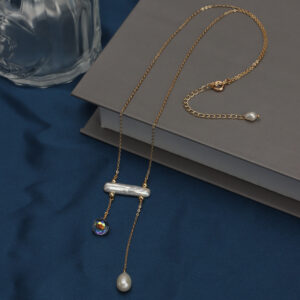 Gold-Plated Baroque Freshwater Pearl Lariat Necklace