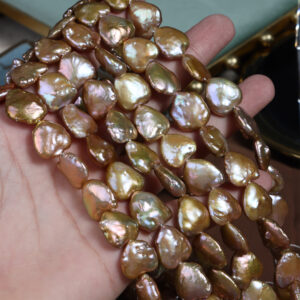 Gold-Toned Irregular Heart Recycled Baroque Freshwater Pearls