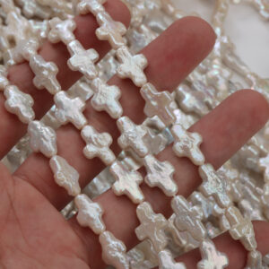 High-Luster Baroque Cross Straight-Drilled Freshwater Pearls