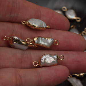 Natural Biwa Pearl Gilded Double-sided Pendant