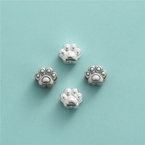 S925 Sterling Silber Hundepfoten-Abstandshalterperlen