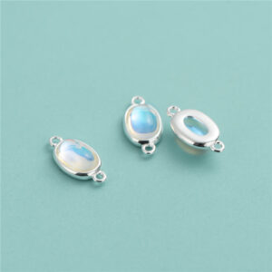 S925 Sterling Silver Double-Ring Rhinestone Charm