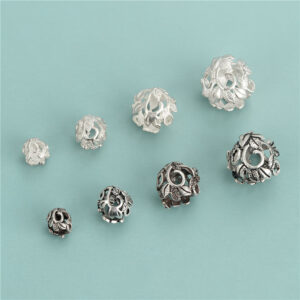 Tapas de cuentas de capullo de filigrana de plata esterlina S925