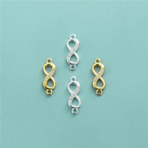 S925 Silver Gold-Plated Figure-8 Double-Ring Charm