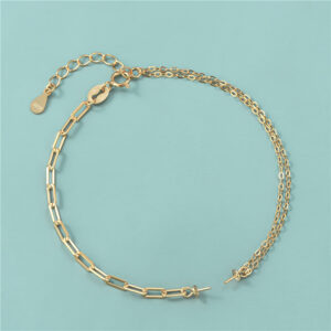 S925 Silber vergoldete Schraubglieder-Kreuzkette