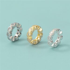 Espaciador de rueda con incrustaciones de diamantes de imitación de plata esterlina S925