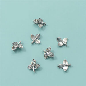 S925 Sterling Silver Leaf Bracelet Charm Connector