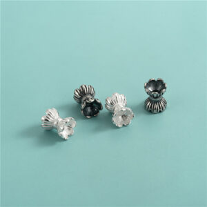 Perles double face en argent sterling S925 en forme de lotus