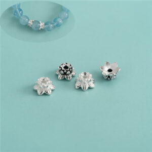 Perles en argent sterling S925 en forme de fleur de lotus