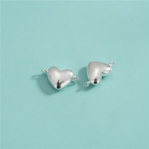 S925 Silver Plated Heart Double-Ring Pendant Charm