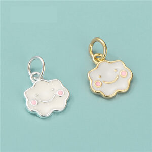 Charm de nube y sonrisa de resina en plata de ley S925