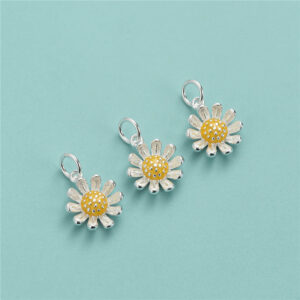 Colgante de margarita de resina de plata de ley S925