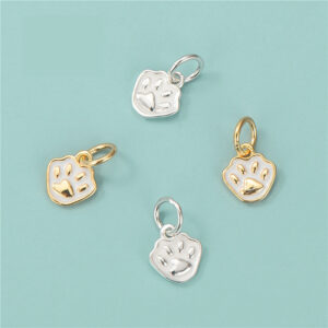 Dije de resina con huella de pata de perro en plata de ley S925