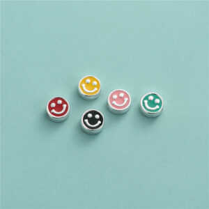 Perles d'espacement en résine et argent sterling S925, motif sourire dopamine