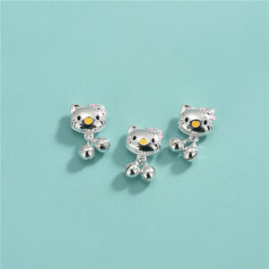 S925 Sterling Silver Resin KT Cat Bell Charm