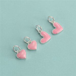 Colgante de corazón rosa de resina de plata esterlina S925