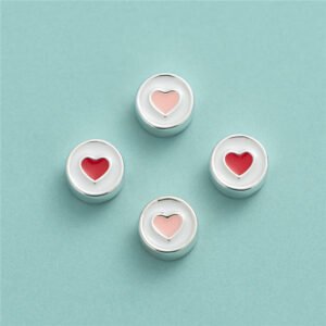 S925 Sterling Silver Resin Round Heart Spacer