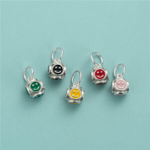 Colgante de bloque de sonrisa de resina de plata esterlina S925