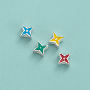 Entretoises en résine en argent sterling S925, en forme d'étoile et de trèfle