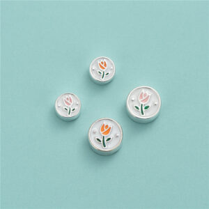 S925 Sterling Silver Resin Tulip Bead Spacers