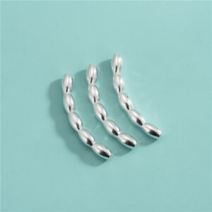 S925 Sterling Silver Rice Bead Tube Bracelet Charm