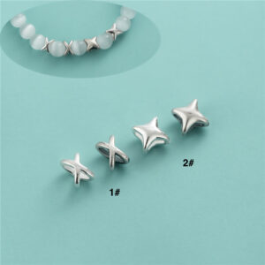 S925 Sterling Silver Shining Star and Letter X Beads