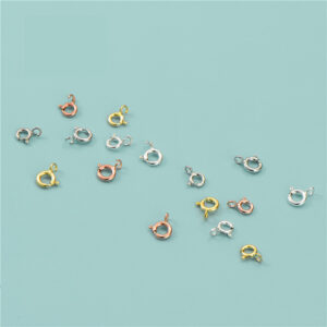 S925 Sterling Silver Spring Clasp Button Connectors