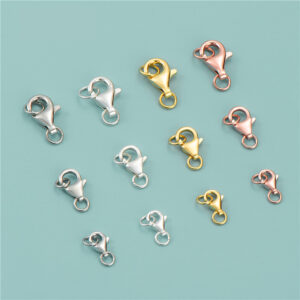 Fermoir mousqueton à ressort en argent sterling S925 avec anneau