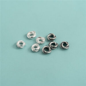 S925 Sterling Silver Twisted Ring Spacer Beads