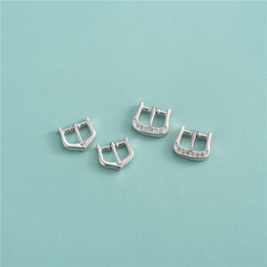 Cierre de correa de reloj de plata de ley S925 con circonitas