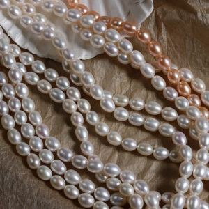 Smooth 7mm Short Rice Natural Freshwater Pearls