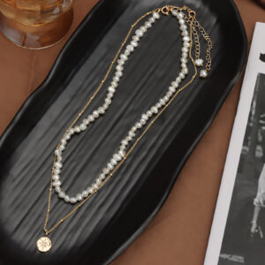 Stacked Pearl Choker with Six-Pointed Star Pendant