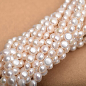 10-11mm Baroque White Freshwater Button Pearls