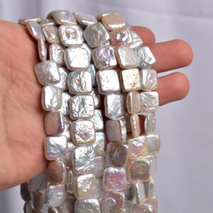 Hilo de perlas de agua dulce barrocas cuadradas de 11-12 mm