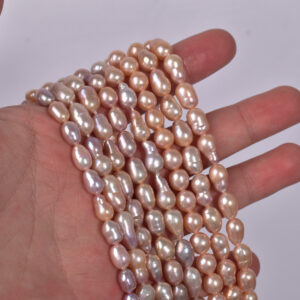 Perlas naturales barrocas en forma de lágrima color champán de 6-7 mm