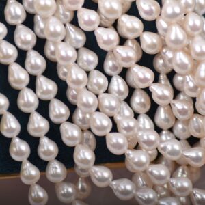 7mm High Luster White Teardrop Baroque Cultured Pearls